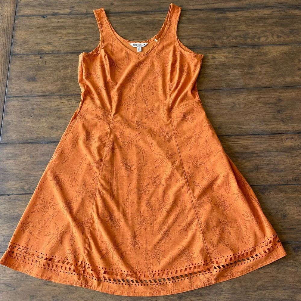 Toad&Co Sunkissed Cutout floral tank Lightweight Dress Sz XS Orange